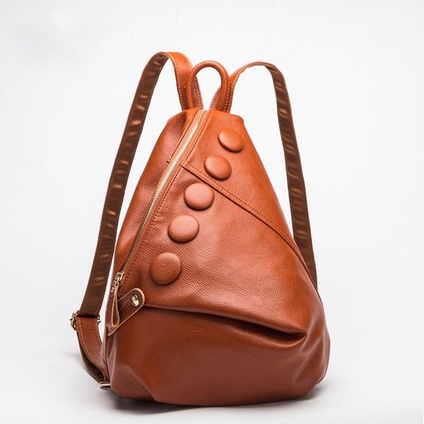 

backpack double shoulder women's bag lychee pattern leather multi function travel