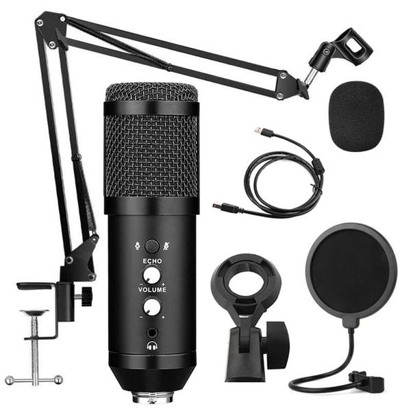 

microphones 360Â° universal deskbedside cantilever bracket live broadcast k song computer game usb condenser microphone set black