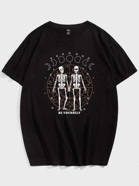 

romwe guys skull graphic tee s4dm#, White;black