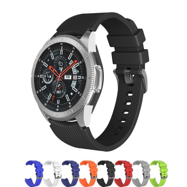 

watch bands 20mm 22mm silicone watchband for samsung galaxy 46mm 42mm striped bracelet band rubber strap sm-r800 sm-r180, Black;brown