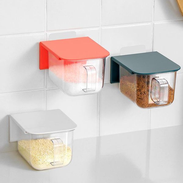 

storage bottles & jars simple wall-mounted spice box salt jar plastic containers kitchen accessories cooking tools household items