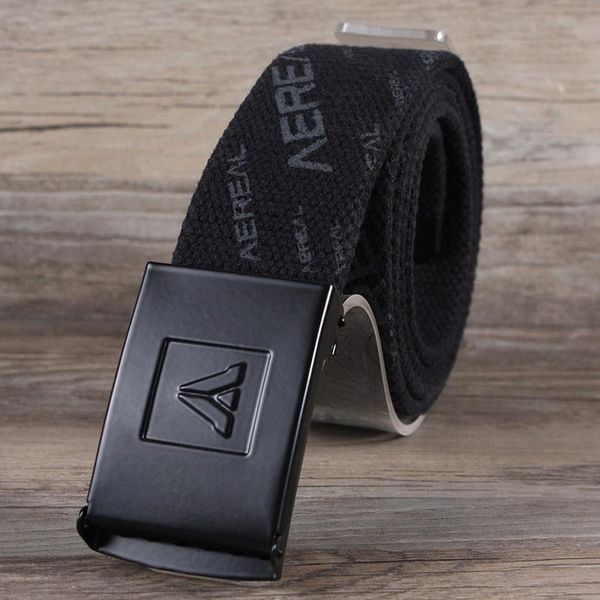 

hongmioo 2021 fashion men military webbing belts classic plate buckle design for ceinture homme luxe marque, Black;brown