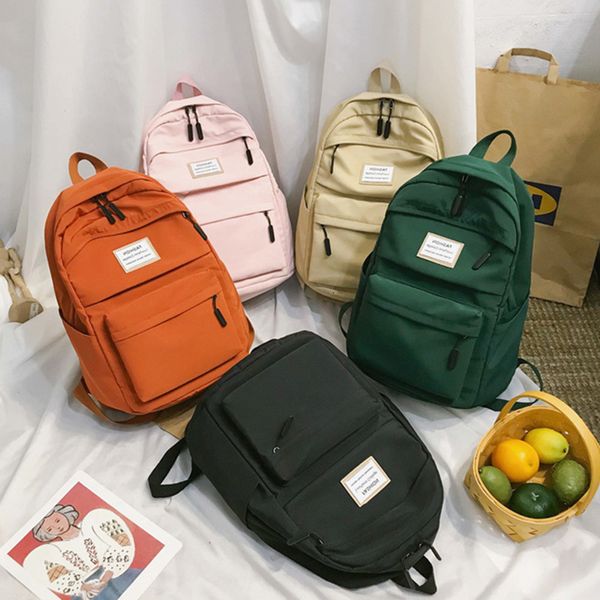 

backpack casual bag solid color nylon female backpack student school teenage girls shoulder s back x0kl