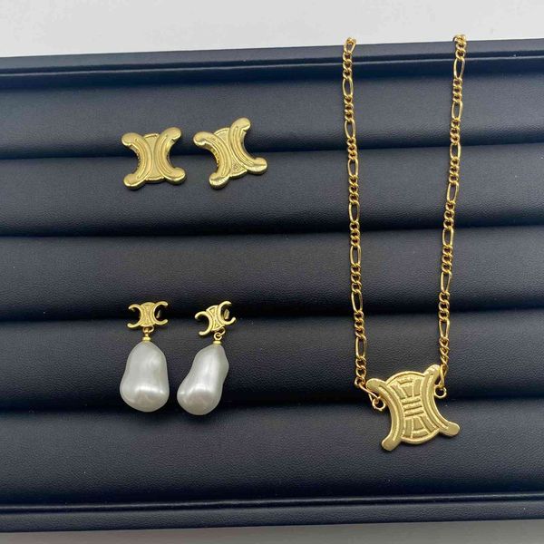 

design jewelry natural special-shaped baroque pearl arc french temperament necklace earrings, Golden