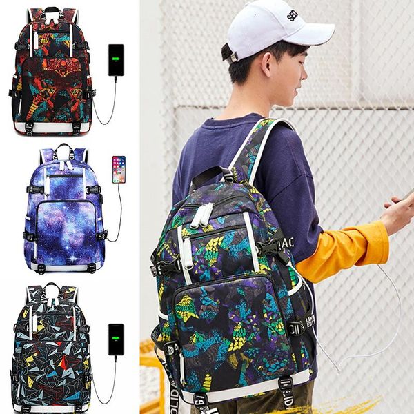 

multi-pocket youth backpack mini school bag high student small satchel canvas
