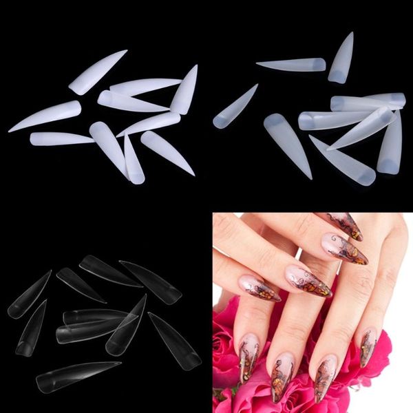 

nail art kits 10pc stiletto pointed false french acrylic artificial fake tips