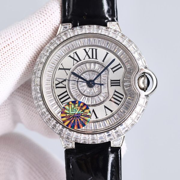 

classic mens watch automatic mechanical sapphire square diamond gypsophila watches 42mm lady wristwatches high-end montre de luxe, Slivery;brown