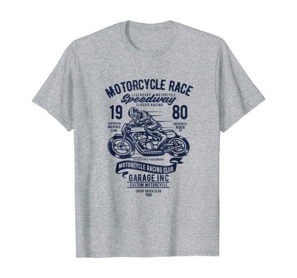 

motorcycle race 1980 speedway t-shirt, White;black
