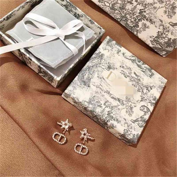 

70% off outlet online trendy letter star full diamond earrings s925 silver needle jewelry for women, Golden