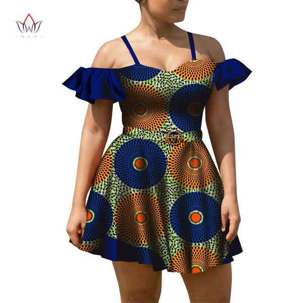 

ethnic clothing summer africa mini dress for girl bazin riche cute backless sling african wax print elegant dresses wy8090, Red