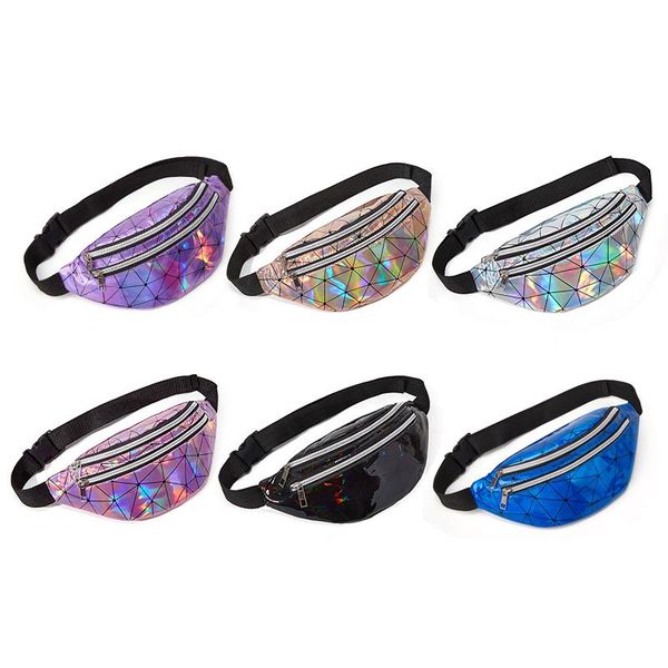 

waist bags fashion holographic women pink silver fanny pack female belt bag black geometric packs laser chest phone pouch