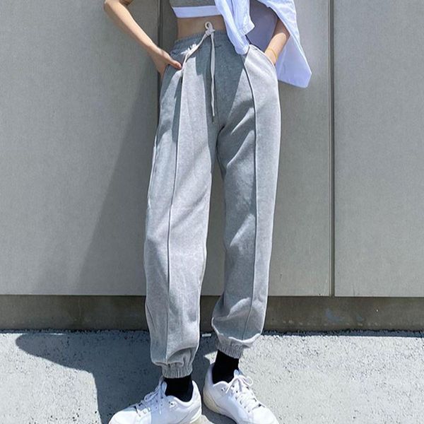

women's pants & capris nclagen street fashion patchwork drawstring women sweatpants loose casual trousers basic sudadera pantalons jogg, Black;white