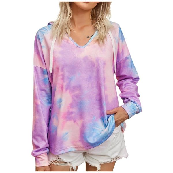 

women's hoodies & sweatshirts korean tie dye hoodie women autumn pockets long sleeve hooded streetwear casual loose blouse pullovers su, Black