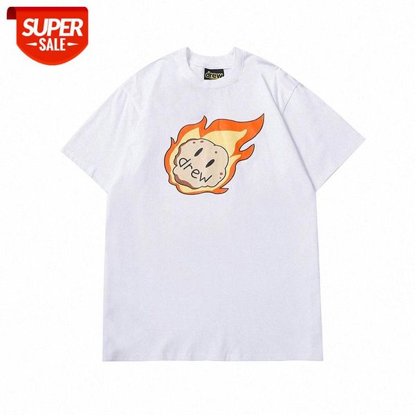 

drew planet smiley printed star short sleeve t-shirt #nk7d, White;black