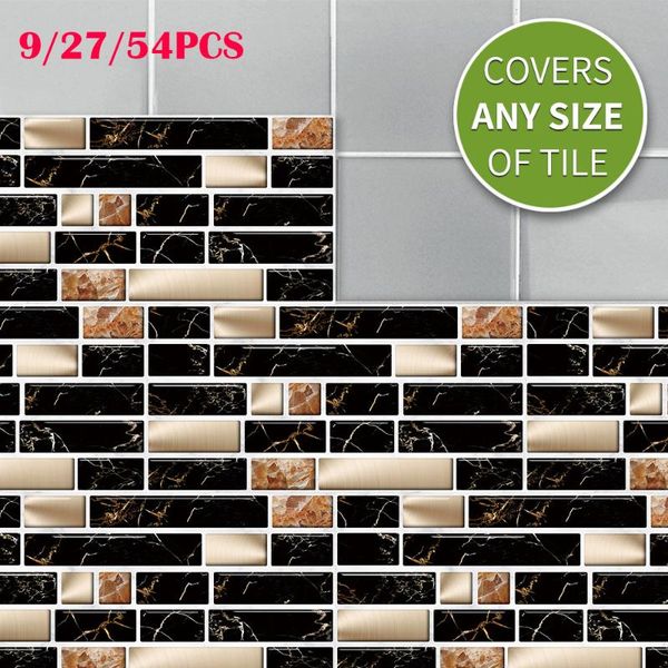 

wall stickers 9/27/54pcs brick tile for bathroom kitchen wallpaper waterproof self-adhesive decal sticker diy home decor