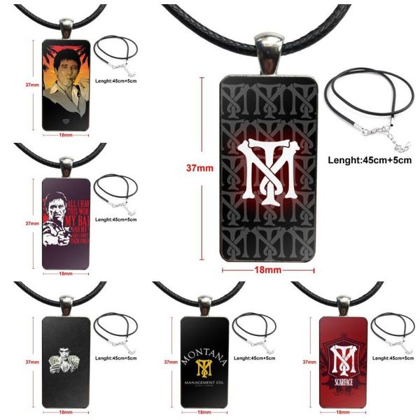 

pendant necklaces for men women party gift necklace fashion long chain with rectangle jewelry scarface tony montana logo, Silver