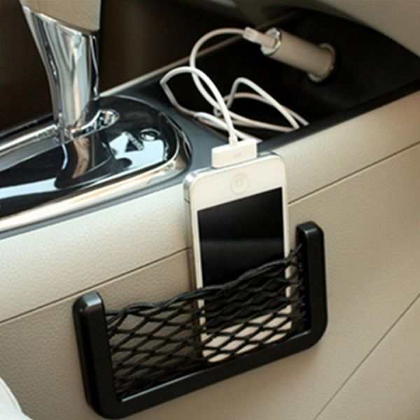 

car organizer dashboard storage net mounted mobile phone glove box adhesive wall