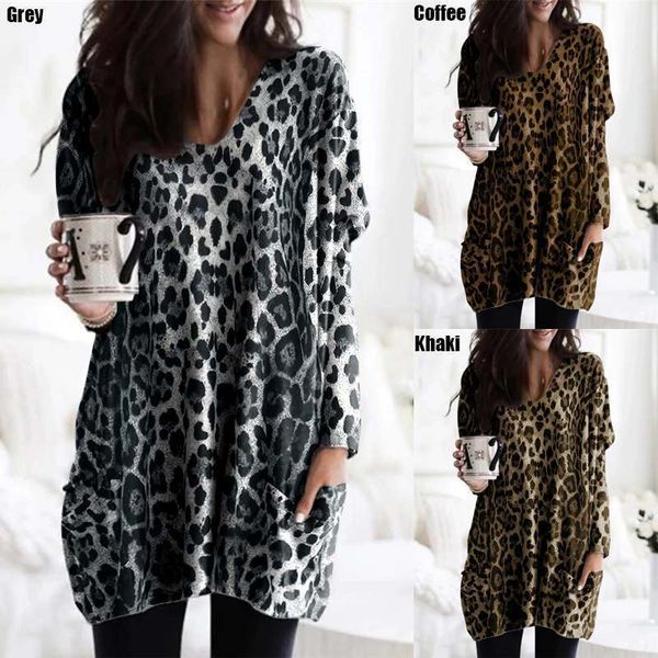

2020eday new leopard print long sleeve casual t-shirt for women, White