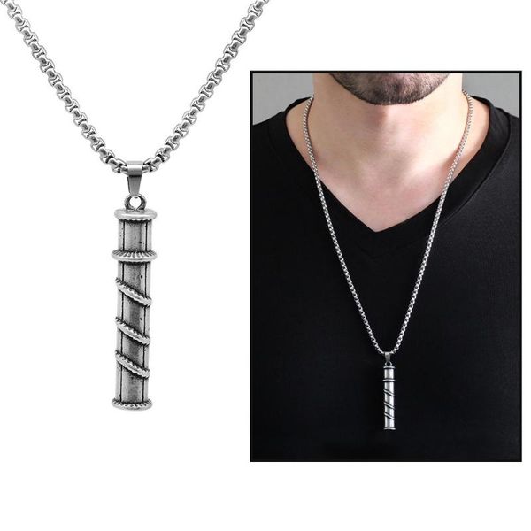 

pendant necklaces tesbihane coil design silver color chain steel male necklace