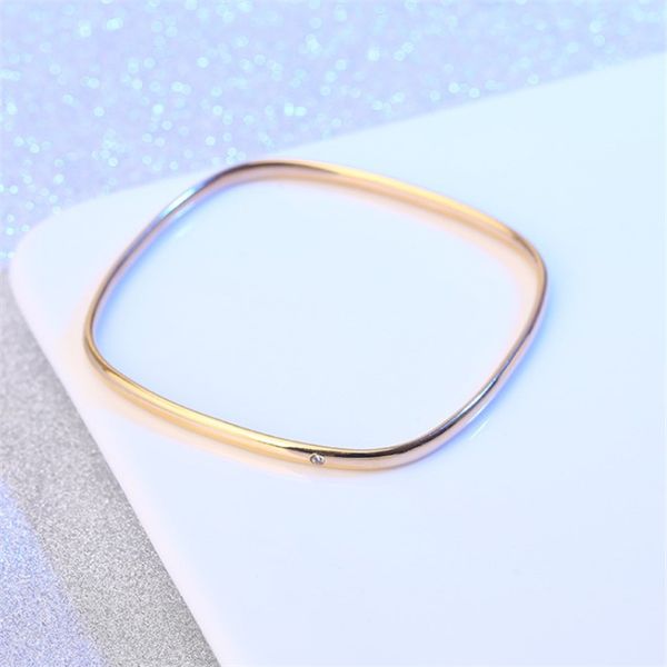 

18k gold stainless bangle square simple titanium steel ring bracelet, Black