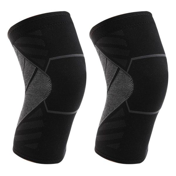 

2pcs sports knit kneecap elastic knee brace useful durable protective cover support protector sleeve for woman ad elbow & pads, Black;gray