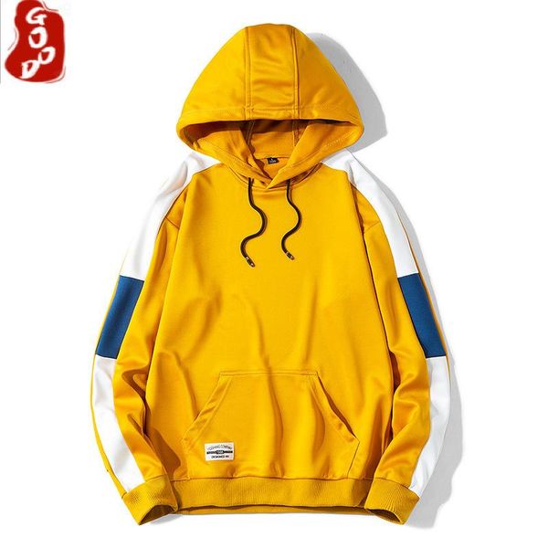 

men's hoodies & sweatshirts men 2021 spring autumn casual hoodie patchwork hip hop streetwear hooded pullover mens clothes, Black