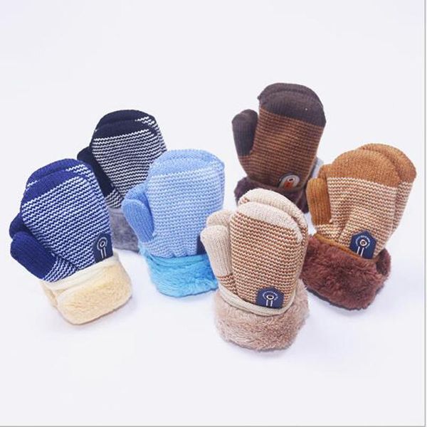 

children's mittens warmom baby boys girls love heart knitted gloves born fur thicken warm toddler mitten winter accessories, White
