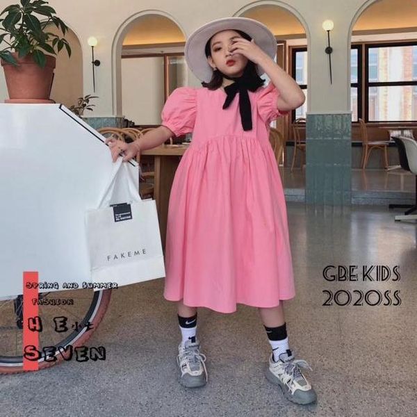 

girl's dresses 2021 summer arrial girls fashion korean design dress kids cotton clothes, Red;yellow