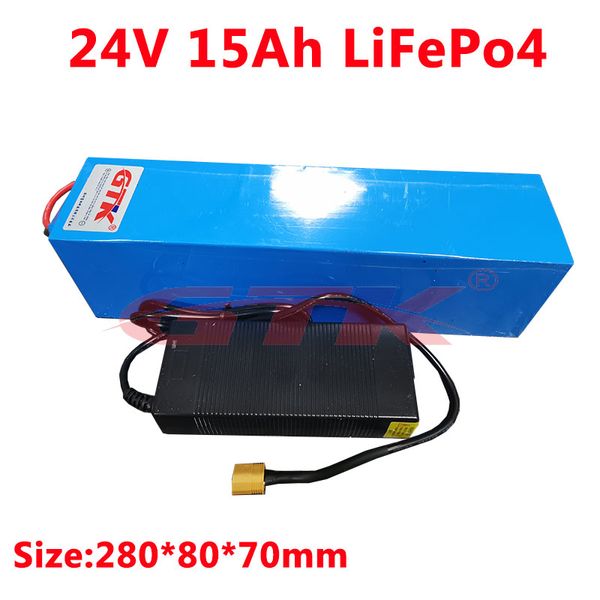 GTK Lifepo4 24V 15Ah 8S 25.6V batteria al litio con BMS per 250w 500w ebike scooter skateboard alimentazione di backup + caricabatterie 29.2V 3A