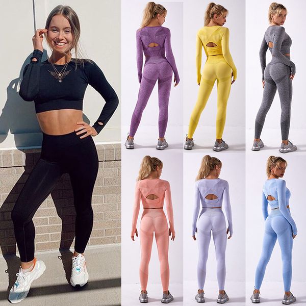 

2021 new clothes sports yoga pants fitness long sleeve female, Gray