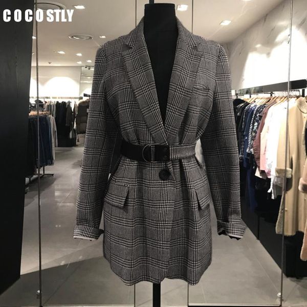 

women's suits & blazers 2021 vintage office lady suit blazer feminino elegant plaid slim women and jackets, White;black