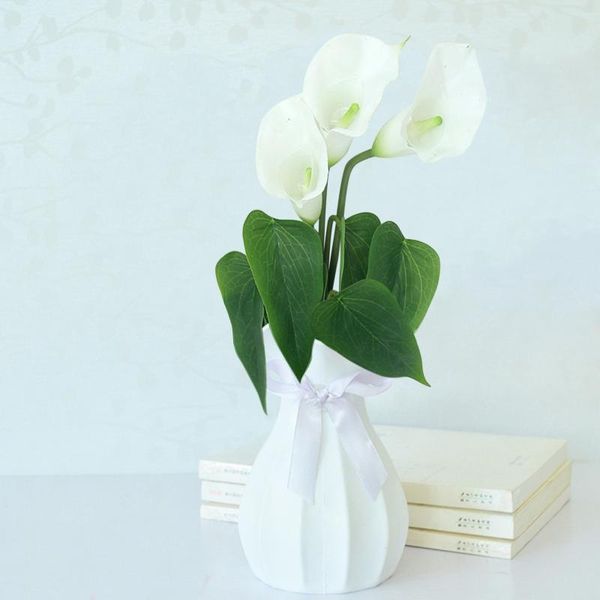 

1pc/lot pu real touch calla lily artificial flowers bouquet vases for home table decor wedding decoration fake flower decorative & wreaths