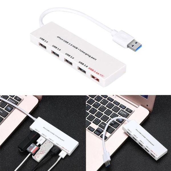 

hubs 4 port usb 3.0 hub switch charging 2.4a up to 5gbps speed splitter expander #313