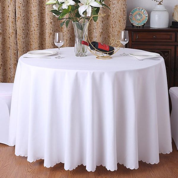 

table cloth 1pc wedding party round white solid color dining tablecloth polyester plain for el banquet decoration house towel