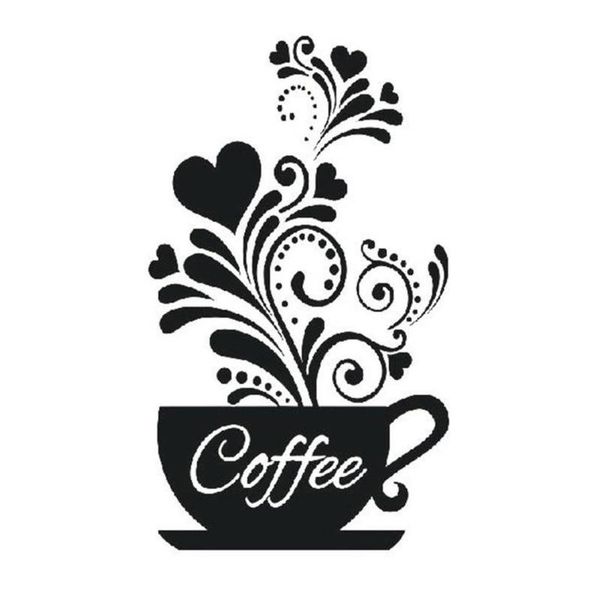 

wall stickers living room decoration bedroom carved restaurant diy self adhesive kitchen art pvc coffee cups