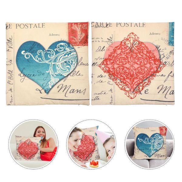 

2pcs creative romantic couple pillowcase home pillow cover linen pillow case