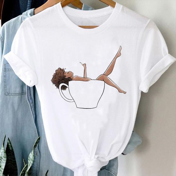 

and women cartoon coffee men lover funny summer short sleeve fashion clothes graphic lady print female tee shirt, White;black