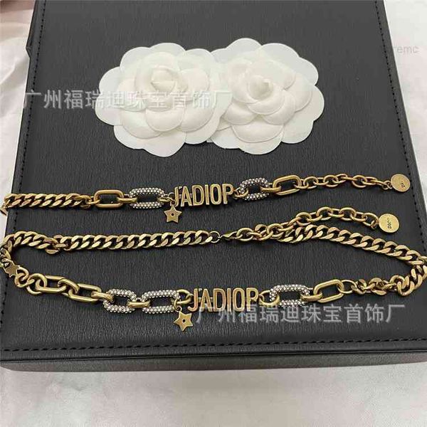

luxury designer fashion necklace dijia letter d family brass bracelet wind diamond texture thick chain, Red;brown