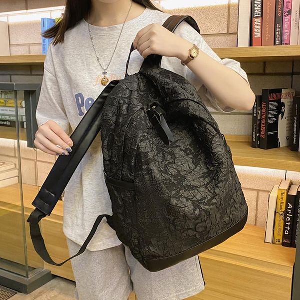

school bags black backpack woman simple nylon bag casual lady travel rucksack female large capacity backpacks ladies bagpacks mochila