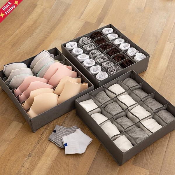 

storage drawers underwear box drawer type grid fabric household socks closets bra sorting 24 grids organizer