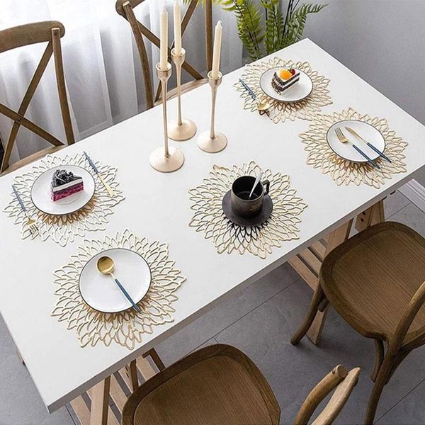 

round pvc placemat hollow insulation pads heat resistant table bowl mats for dining home christmas wedding decor &