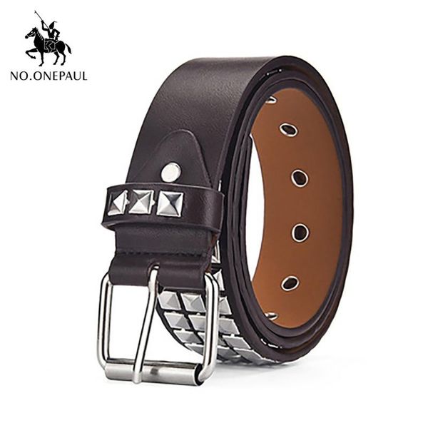 

belts fashion square bead rivet metal pyramid men and women punk straps for girls hardware decoration jeans wide belt female, Black;brown