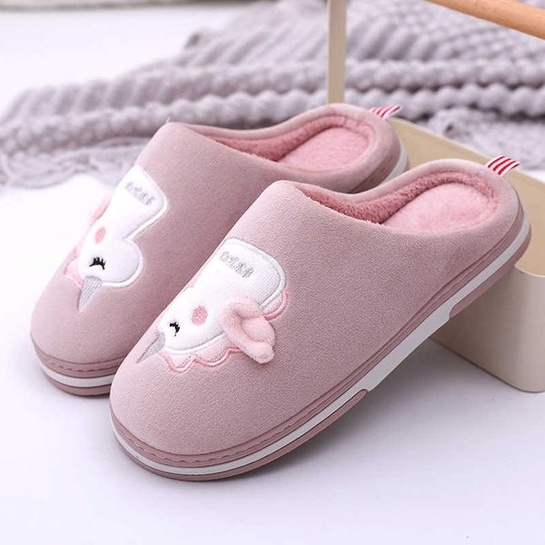 

cotton slippers home autumn winter cartoon wooden floor warm thick cotton slippers flip flop platform furry slides for women p0828, Black