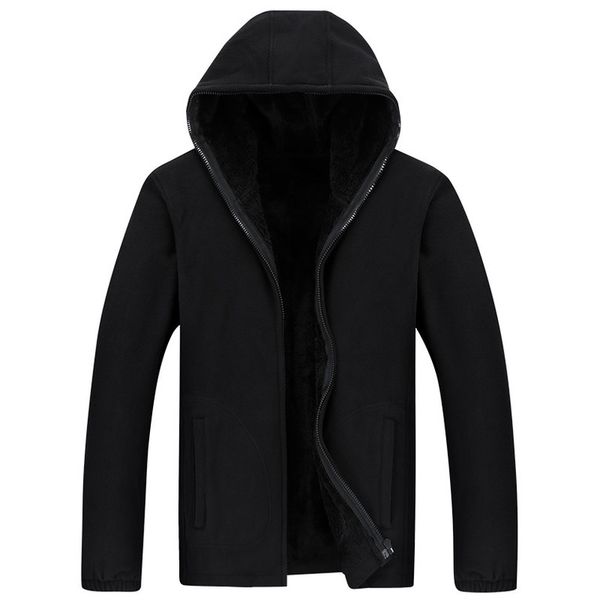 

2020 new men hooded casual wool winter thickened warm coat male velvet male sweatshirts coat zipper cardigan man clothing kg-361, Black