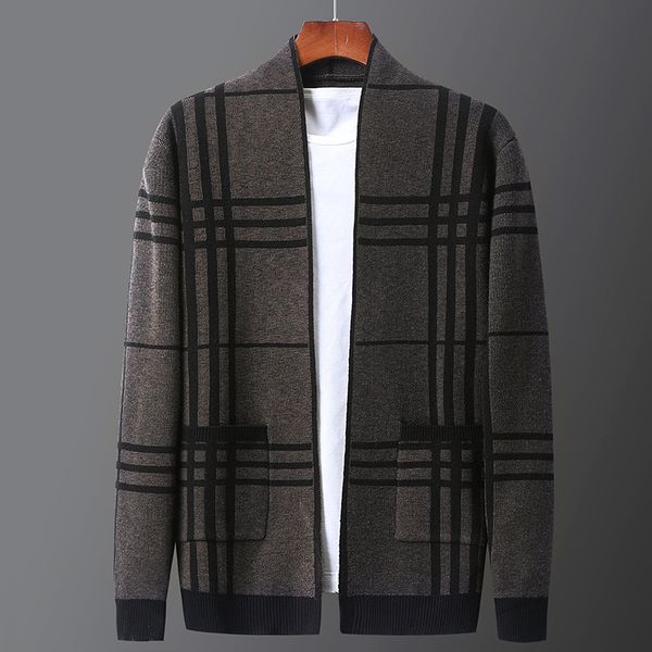 

sweaters fashion knit coat men's autumn cardigan sweater youth student slim tide brand ted shirt plaid cape, White;black
