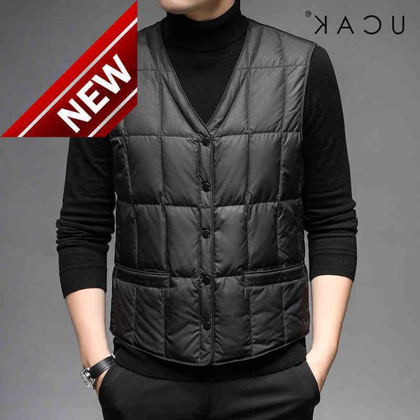 

90% white duck ucak brand down jackets men clothing winter new arrivals classic streetwear sleeveless coat u8321, Black