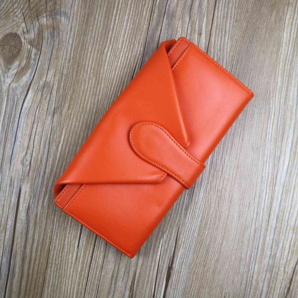 

wallet creative large pocket leather long women's multifunctional japanese cowhide three fold, Red;black