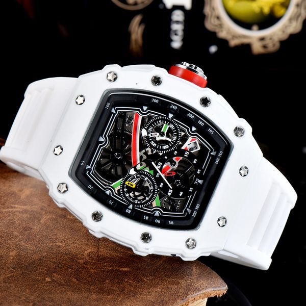 

4-2mens montre de luxe watches silicone strap fashion designer watch sports quartz analog clock relogio masculino, Slivery;brown
