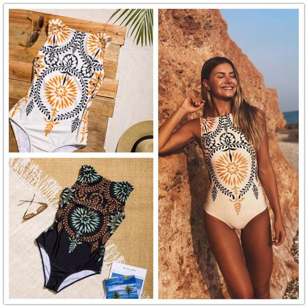 

print swimsuit closed large size swimwear push up women flower vintage body swim beach pool bikini cover bathing suit women's, White;black