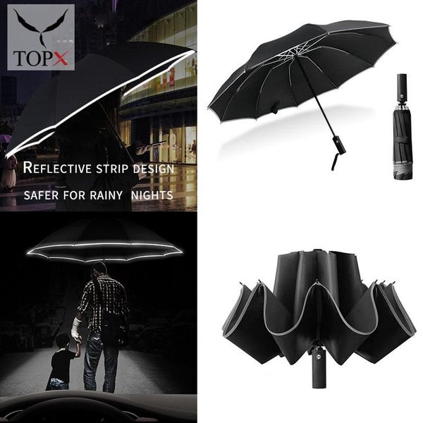 

umbrellas reverso automÃ¡tico guarda-chuva chuva feminino 3 dobrÃ¡vel 10k noite reflexiva tarja masculino resistente ao vento p